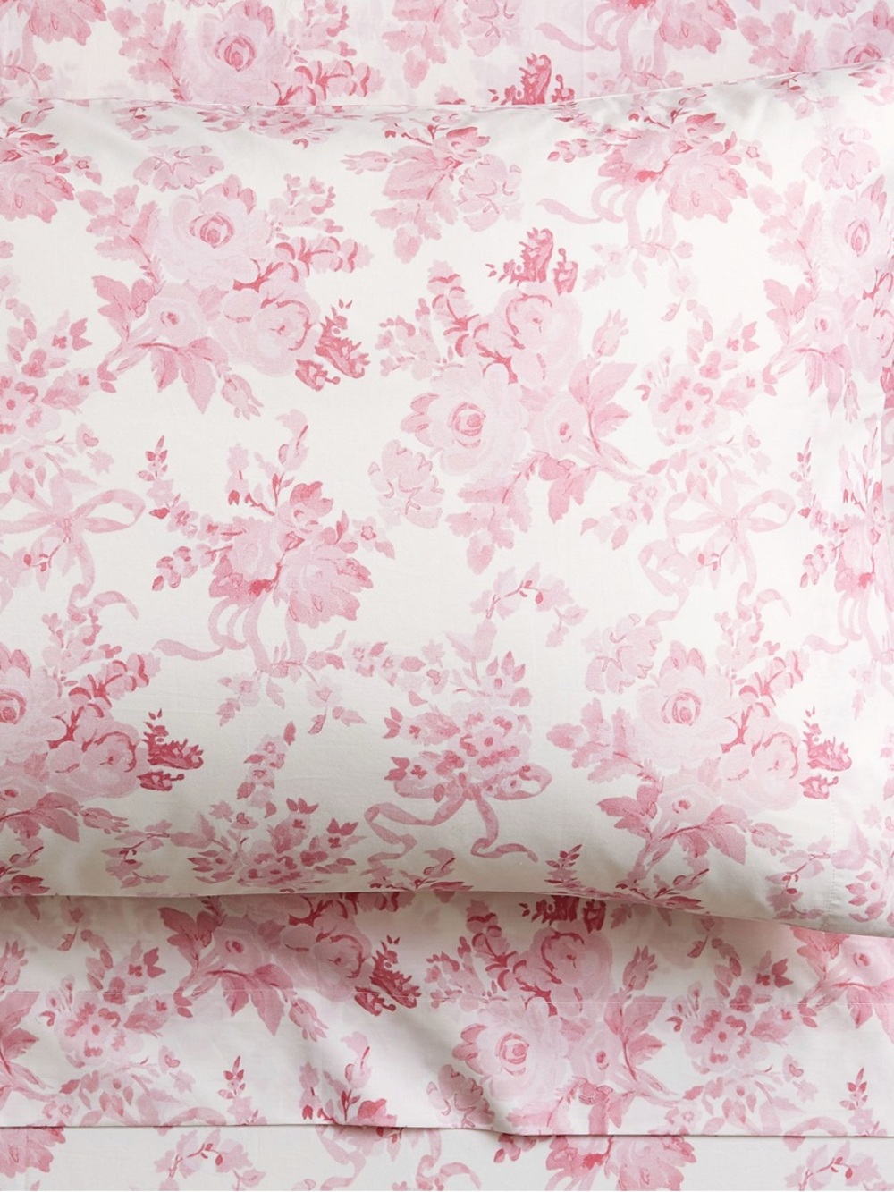 LoveShackFancy Pink Floral Toile Cotton Sheets + Pillowcase